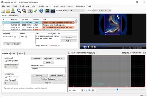 With this program you can easily customize a subtitle out of sync with the video in various different ways. Download Subtitle Edit 3.6.0
