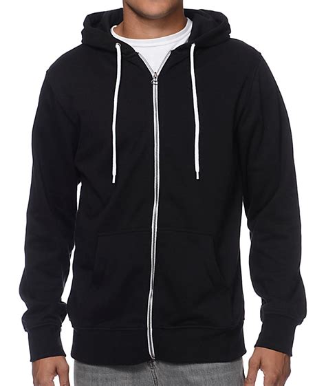 Once you wear this full zip up hoodie sweatshirt, you will immediately notice how heavy, warm and made with 80% cotton, 12% polyester, and a fleece inner lining, the zipper hoodie will feel very soft. Zine Mens Hoodies & Sweatshirts - Hooligan Black Solid Zip ...