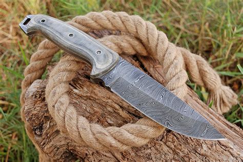 buy damascus bushcraft knife hunting knife handmade survival knife hand forged fixed blade