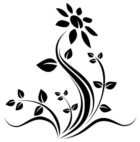 Flowers Silhouette Swirl Png Png Mart