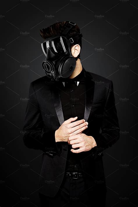 Gas Mask Man With Suit High Quality People Images ~ Creative Market