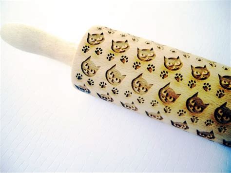 Pussy Cat Embossing Rolling Pin Engraved Rolling Pin With Cat Etsy