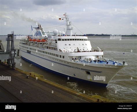 The Cruise Ship Delphin Is Leaving Bremerhaven Germany Stock