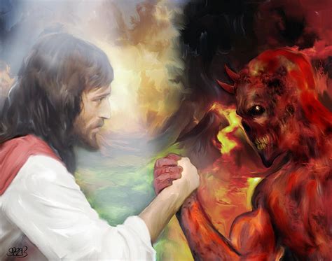 Jesus Vs Satan Painting By Mark Spears