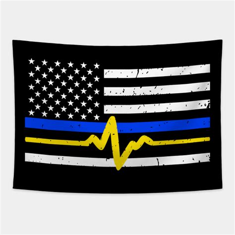911 Dispatcher Thin Blue Gold Line Flag 911 Dispatcher T