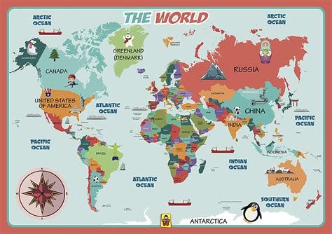 World Map Placemats Educational Kids Placemats