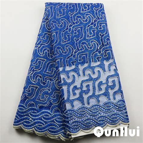 2017 african lace fabric hot sell mesh cord lace new arrival blue color african cord lace