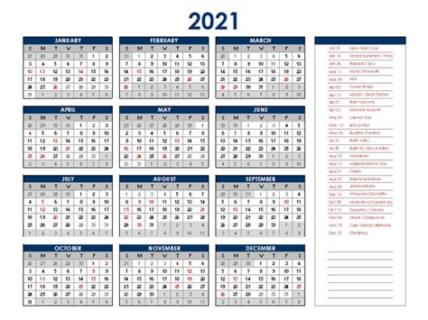 2021 India Annual Calendar With Holidays Free Printable Templates