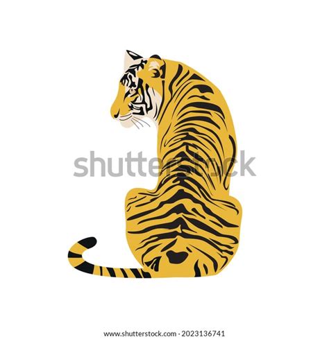 Powerful Tiger Vector Illustration Sitting Tiger Stock Vector Royalty