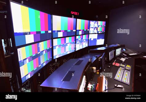 Broadcast Tv News Control Room Stock Photo Alamy
