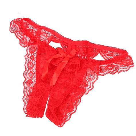 Ikoky Lingerie G String T Back Panties Female Underwear Briefs Women Lace Thongs Sexy Opening