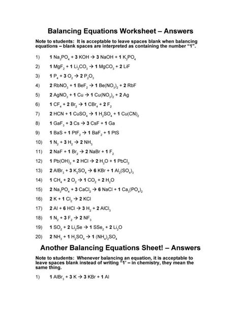 Unit 7 chemical equations and reactions balancing equations notes l. Worksheet 3 Balancing Equations And Identifying Types Of ...