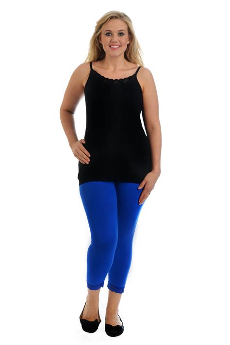 Ladies Leggings Plus Size Womens Plain Cropped Trousers