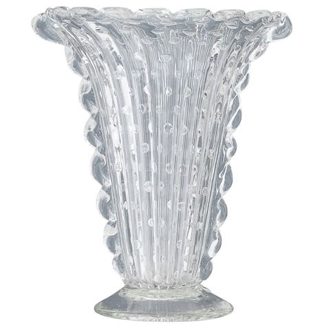 Vintage Murano Clear Glass Vase At 1stdibs
