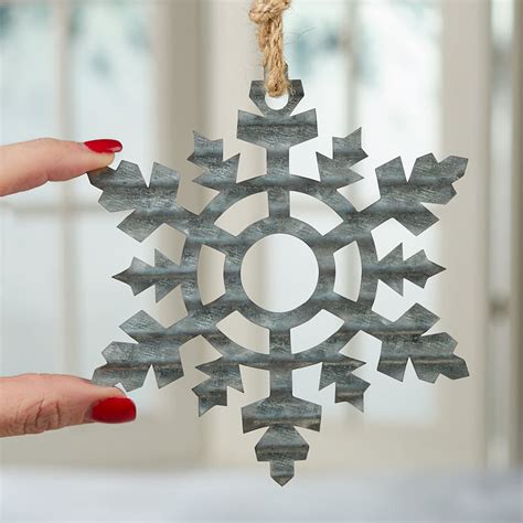 Corrugated Galvanized Metal Christmas Snowflake Ornament Rusty Tin