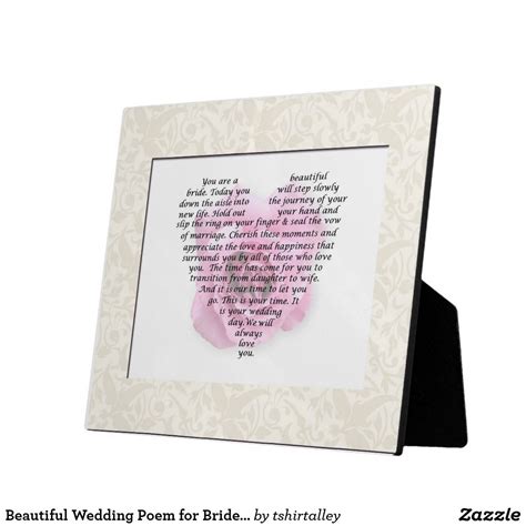 Beautiful Wedding Poem For Bride From Mom Or Dad Plaque Wedding Poems
