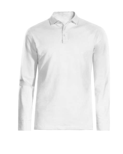 White Long Sleeved Slim Fit Polo Shirt