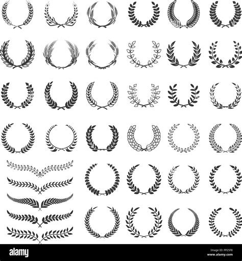 Set Of Laurel Wreath Icons Design Element For Logo Label Emblem