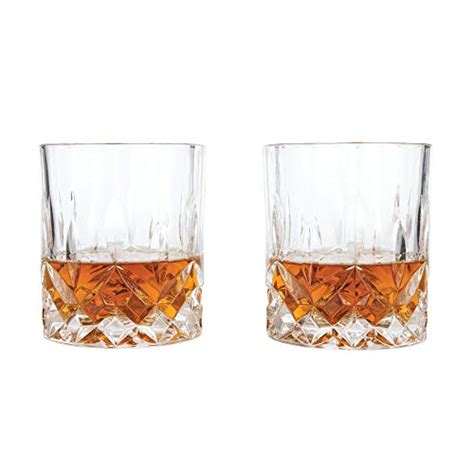 Viski Admiral Crystal Whiskey Tumblers Set Of 2 Premium Crystal Clear Glass Classic Lowball