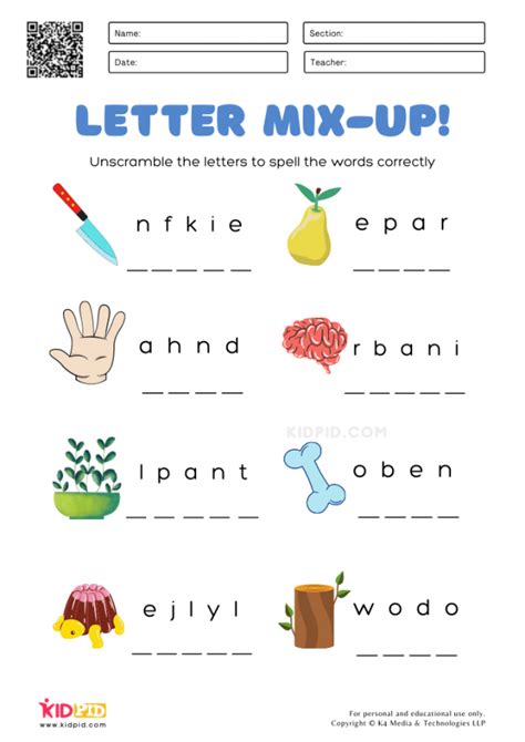 Unscramble The Letters Worksheets For Kids Kidpid