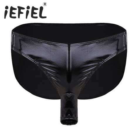 New Arrival Fashion Mens Lingerie Wet Look Patent Leather Briefs Underpants Underwear Jockstrap