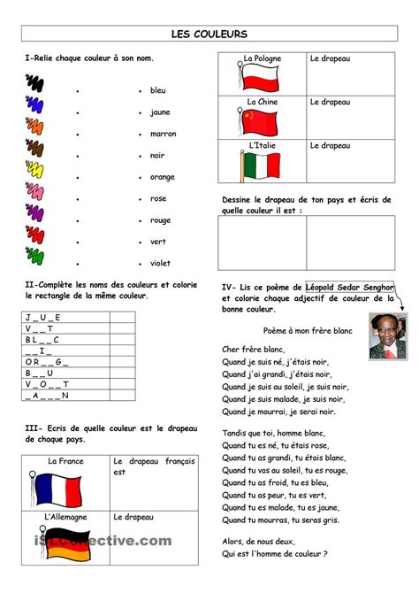 L'accord des adjectifs de couleur. Les couleurs | Fiches pédagogiques, L'enseignement du français et Couleur
