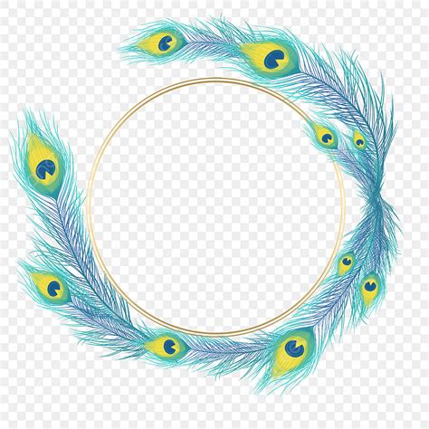 Peacock Feather Border Png Image Cyan Peacock Feather Round Border Peacock Feather Frame