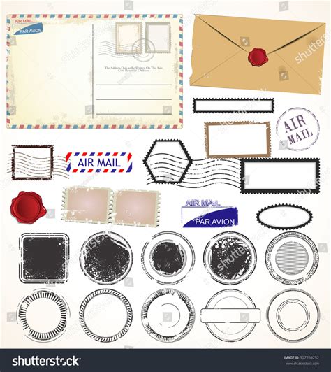 Set Of Post Stamp Symbols Stock Vector Illustration 307769252