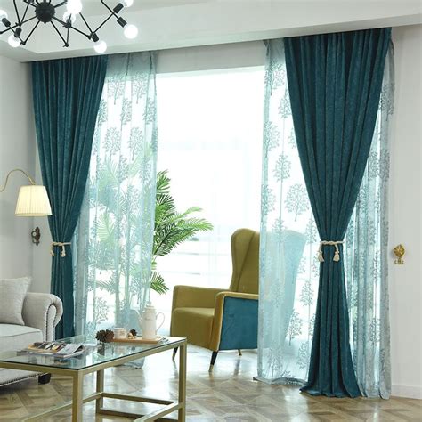 They feel earthy and sensual to us, and they filter light beautifully. Peacock Blue Emerald Green Thick Blackout Curtains Sheer ...