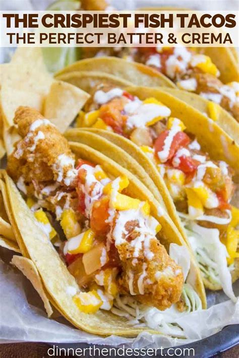 Dip into beer batter and fry until crisp and golden brown. Crispy Fish Tacos with a cod fried with a light and crispy ...