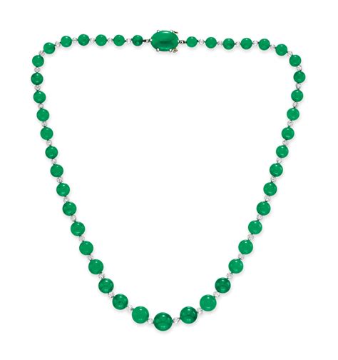 A Jade Bead Necklace By Tiffany And Co