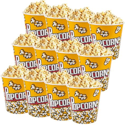 12 Pack Plastic Popcorn Containers Reusable Popcorn Bucket Tub For