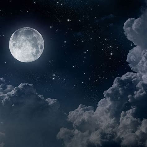 Wallpaper Of Stars And Full Moon In Cloudy Night Wall Mural Ss7519