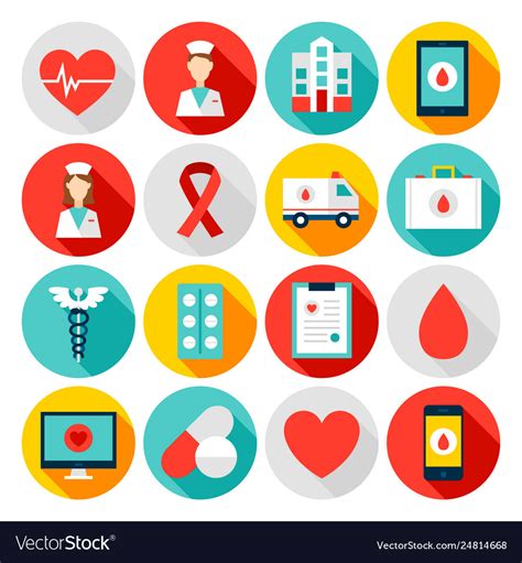 Medicine Health Flat Icons Royalty Free Vector Image