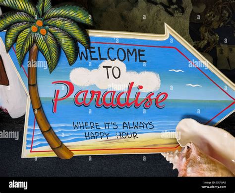 Welcome To Paradise Where Its Always Happy Hour Hi Res Stock