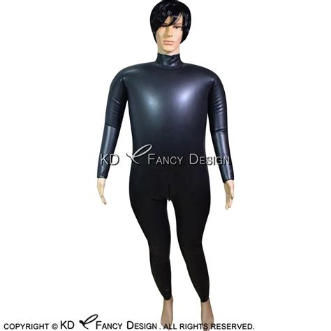 Black Sexy Inflatable Latex Catsuit With Back Zip Rubber Bodysuit