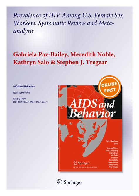 Pdf Prevalence Of Hiv Among Us Female Sex Workers Systematic