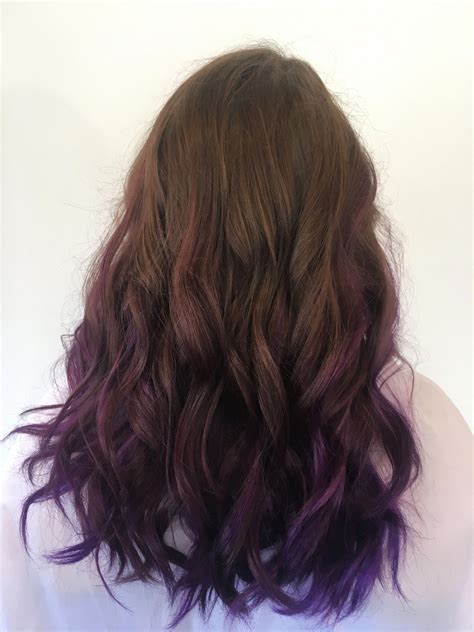 brown hair with purple ombré tips purple hair tips brown hair dye purple brown hair