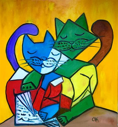 Two Girls Reading By Pablo Picasso Cat Version Original Oil Etsy