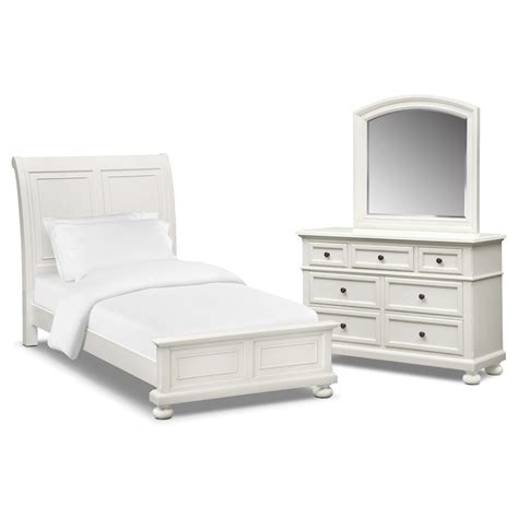 Hanover Youth 5 Piece Full Sleigh Bedroom Set With Dresser And Mirror White Value City Furniture