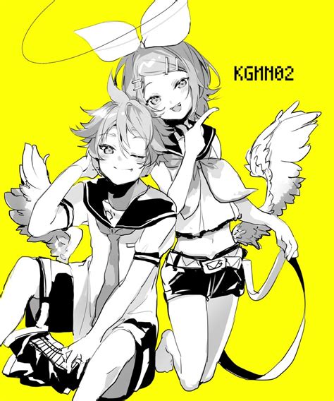 Kagamine Rin And Kagamine Len Vocaloid Drawn By Oyamada