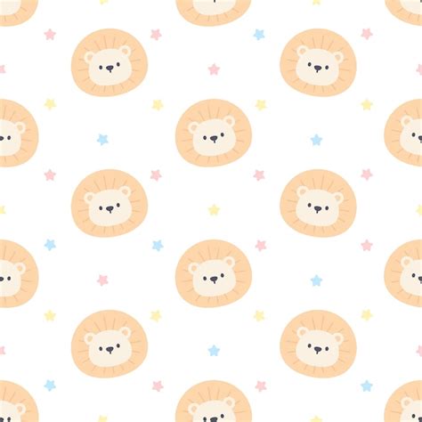 Premium Vector Cute Lion Seamless Background Repeating Pattern