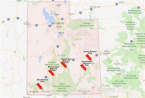 √ National Parks Utah State Parks Map