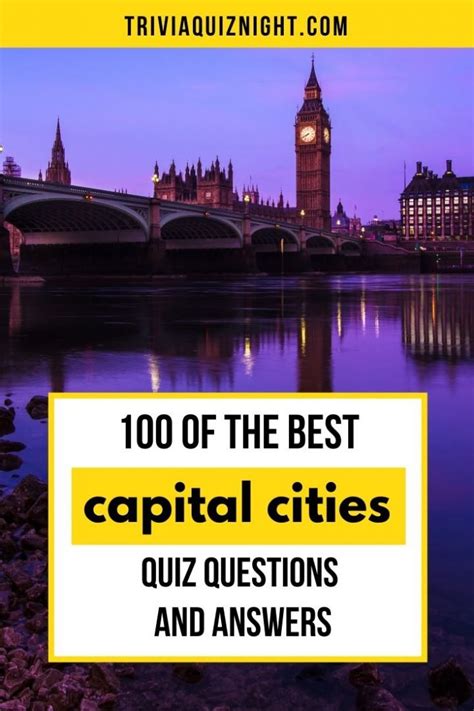 100 Capital Cities Quiz Questions And Answers Trivia Quiz Night