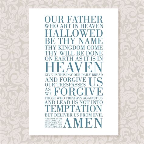 The Lords Prayer Our Father A4 Print In 5 Colours