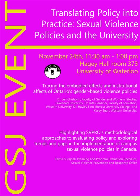 Translating Policy Into Practice Sexual Violence Policies And The University Gender And