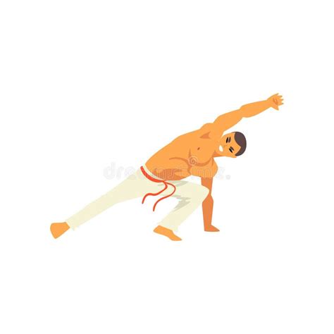 male dancer fighter character practicing capoeira brazilian national martial art vector