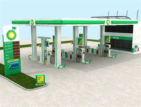3d Bp British Petrol And Gas Station High Detail