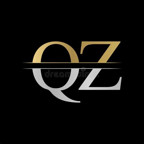 Initial Monogram Letter Qz Logo Design Vector Template Silver And Gold