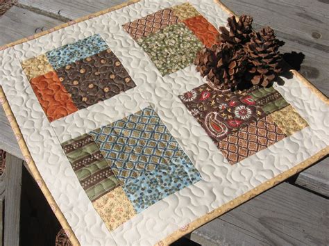 Pdf Pattern Four Square Table Topper Quilt Etsy Quilted Table